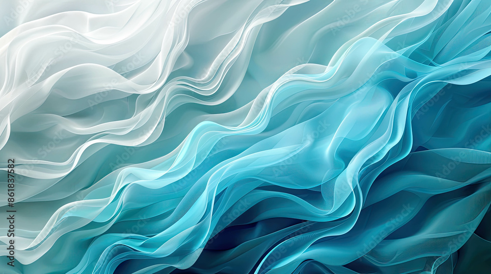 Obraz premium Gradient Waves in Soft Blues Texture, Multiple Gradients In Soft Blue Hues With A Flowing, Wave-like Texture, Creating A Soothing, Fluid Effect.