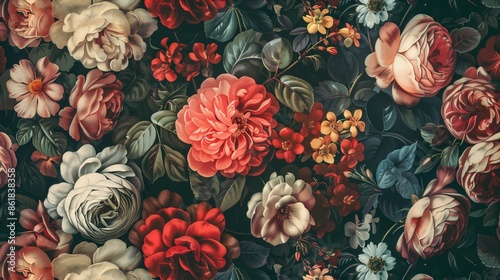 Wallpaper Mural beautiful fantasy vintage wallpaper botanical flower bunch, vintage motif for floral print digital background Torontodigital.ca