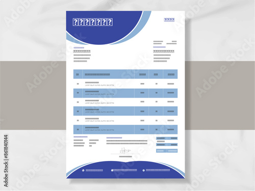 Invoice template Vector design for your business. Minimalist Invoice template design.