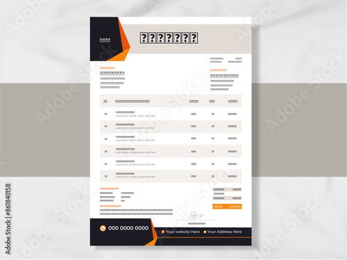 Invoice template Vector design for your business. Minimalist Invoice template design.