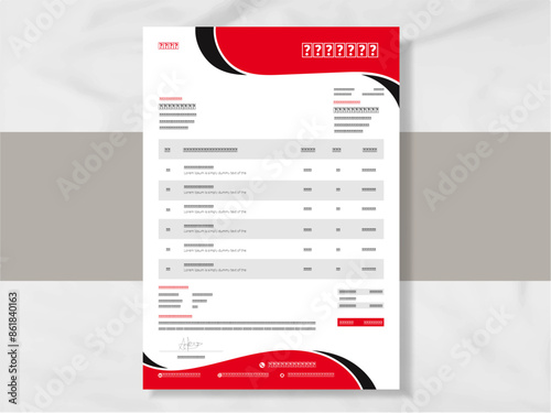 Invoice template Vector design for your business. Minimalist Invoice template design.