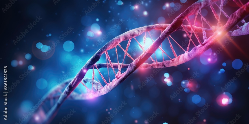 Abstract luminous DNA molecule. Genetic and gene manipulation concept. Cut of replacing part of a DNA molecule. Medical science and biotechnology concept Abstract luminous DNA molecule. Genetic and gene manipulation concept. Cut of replacing part of a DNA molecule. Medical science and biotechnology concept