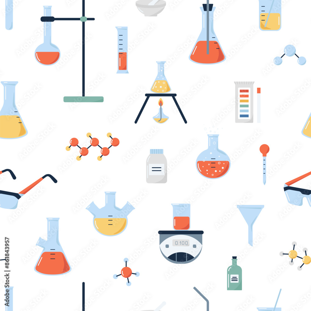 Chemistry science stuff seamless pattern Chemistry science stuff seamless pattern