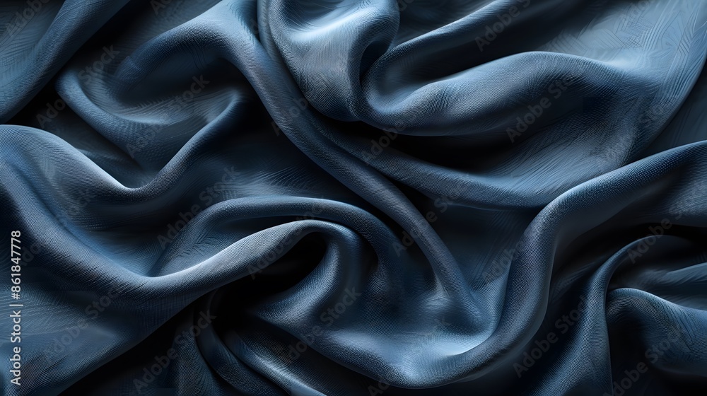 Luxurious Deep Blue Silk Fabric Background. Elegant and Smooth Drapery Texture Luxurious Deep Blue Silk Fabric Background. Elegant and Smooth Drapery Texture