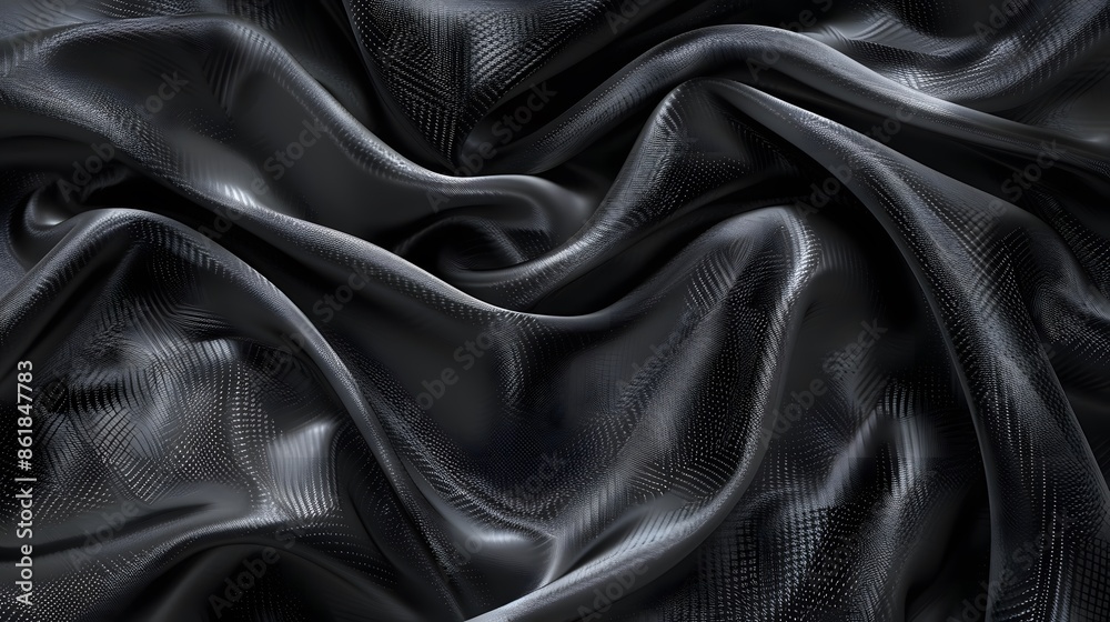 Fototapeta premium Black Silk Fabric Background. Smooth, Elegant, and Luxurious Texture