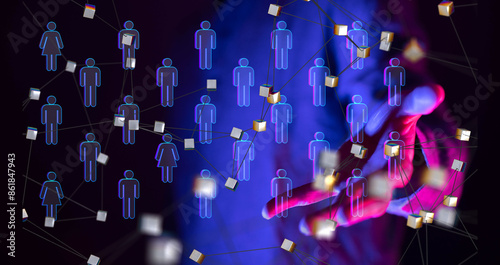 Global network. Blockchain. 3D illustration. Neural networks and artificial intelligence. Abstract