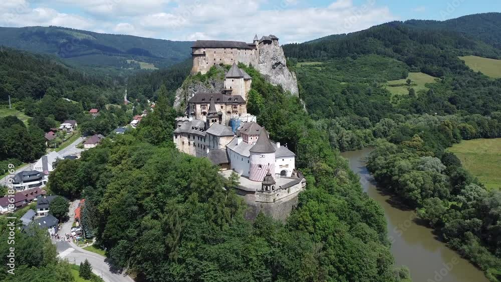 Aerial view of Orava Castle in Slovakia using a drone Aerial view of Orava Castle in Slovakia using a drone