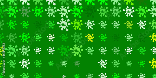 Light Blue, Green vector background with covid-19 symbols.