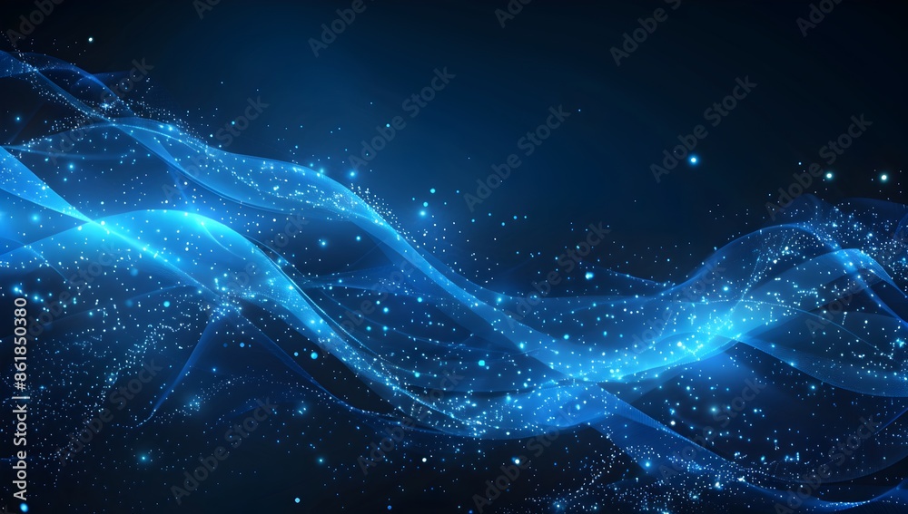Abstract blue digital wave background with glowing dots and lines for technology, data science or information tech concept banner. Digital particles Abstract blue digital wave background with glowing dots and lines for technology, data science or information tech concept banner. Digital particles
