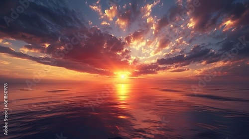 Spectacular Sunset over a Vast Ocean. A breathtaking view of nature's beauty at dusk