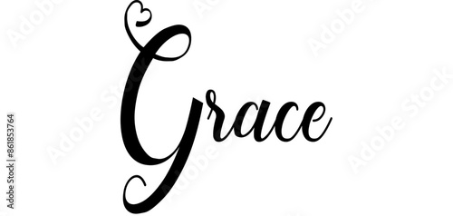 Grace - colore nero - parola nome scritta con cuori - ideale per website, presentazioni, biglietti, banners, sweatshirt, stampe, cricut, silhouette, sublimazioni, etichette, adesivi
