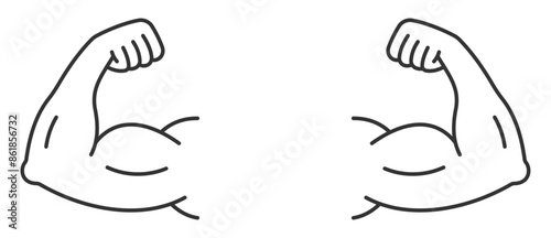 Muscle arm icon. Flexing biceps symbol. Muscular arms logo. Vector