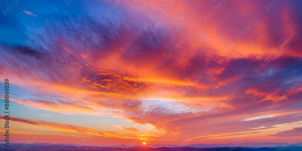 Vibrant sunset sky with fiery orange, pink, and purple hues. Perfect for backgrounds, travel brochures, or adding a dramatic touch to designs. Vibrant sunset sky with fiery orange, pink, and purple hues. Perfect for backgrounds, travel brochures, or adding a dramatic touch to designs.