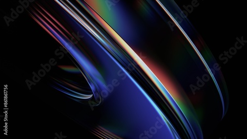 Fototapeta Naklejka Na Ścianę i Meble -  Abstract iridescent shape, dark background design, 3d render