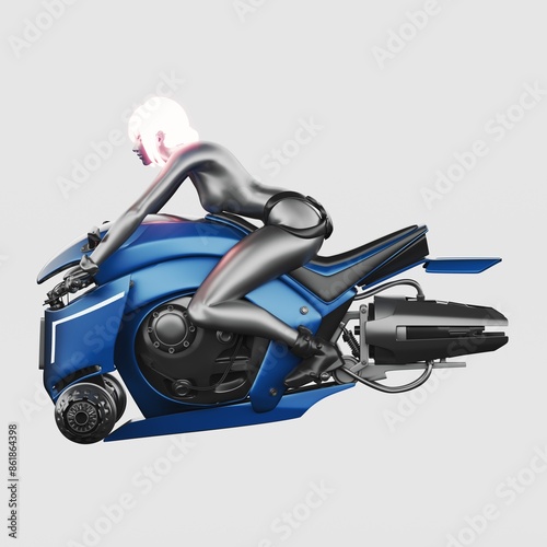 3d render of a android woman on a motorcycle  © Andrus Ciprian