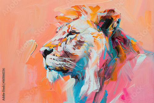 art painting of an lion head photo