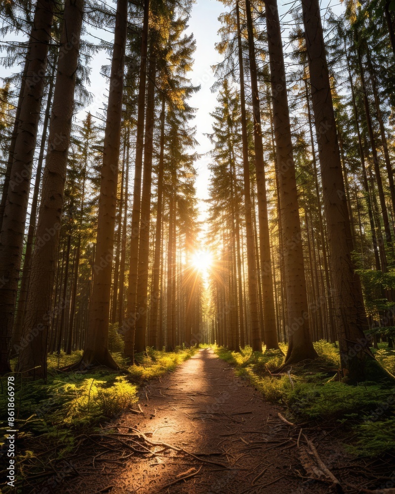 Obraz premium Tranquil Anniversary Hike in Beautiful Forest