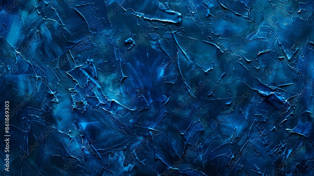 A blue painting with a lot of paint on it. A blue painting with a lot of paint on it.