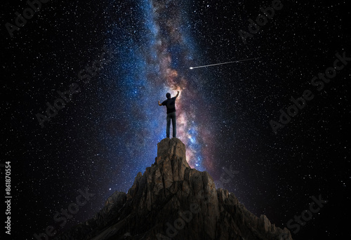 Wallpaper Mural Man observes the universe in amazement and excitement Torontodigital.ca