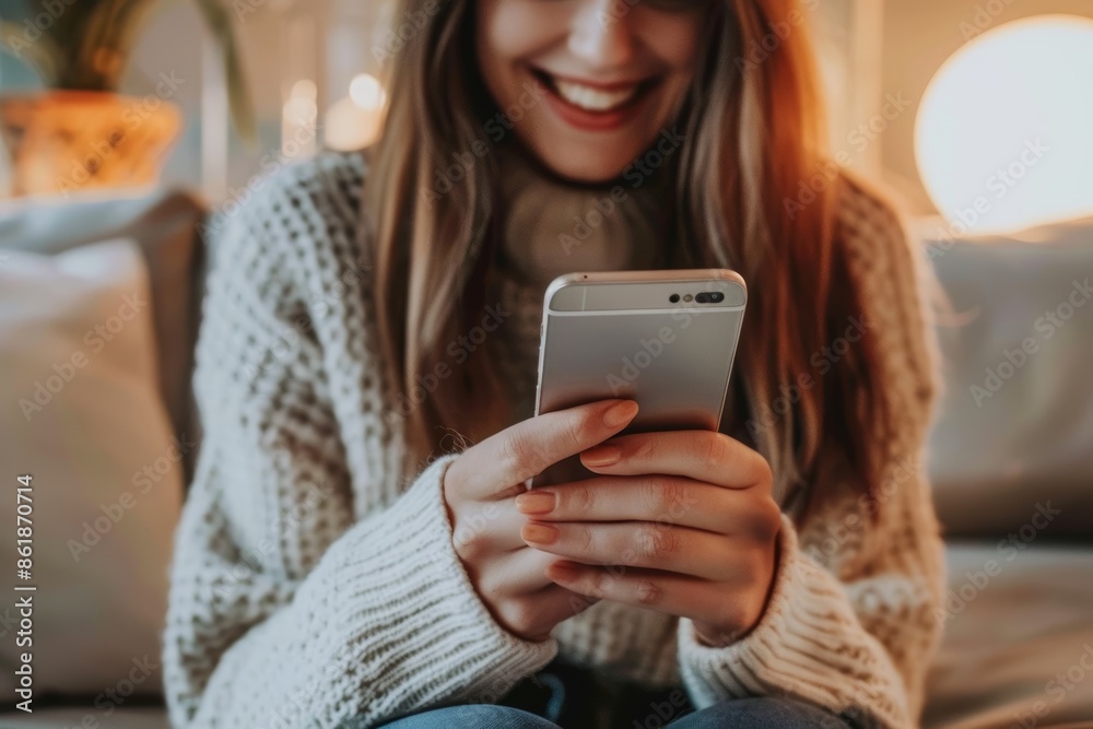 close-up of a stunning young Asian woman using and clutching a phone