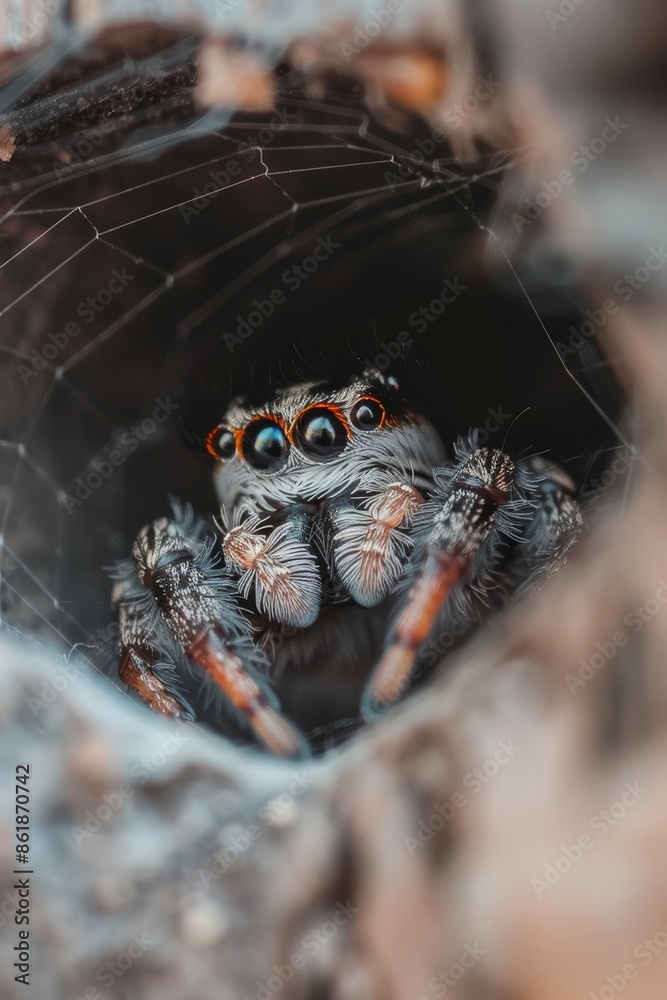 A leaping spider consuming its meal on a windowpane A leaping spider consuming its meal on a windowpane