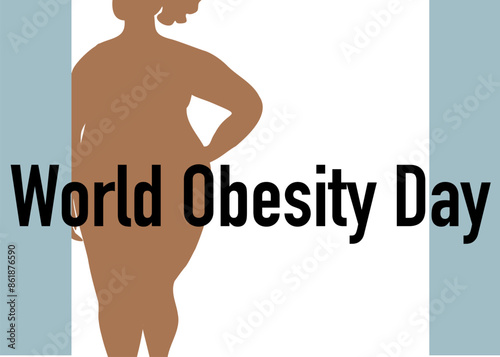 World obesity day design for poster, banner, background. Fat woman, girl and her slim silhouette.