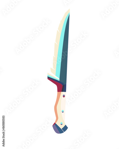 large sharp kitchen butcher style knife. video game asset completely lossless resizable vector art design on white background generative ai