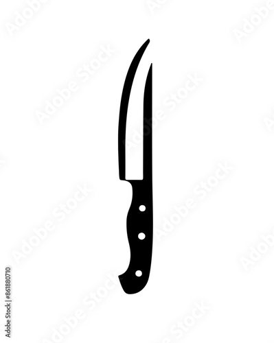 Black and white knife silhouette. Weapon vector isolated on a white background.