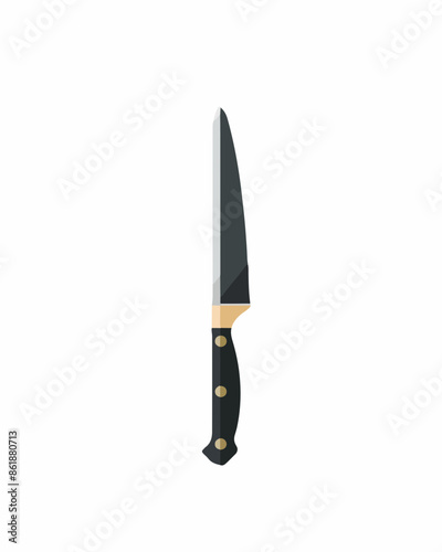 Stabbing knife with dark silver blade. Weapon vector isolated on a white background.