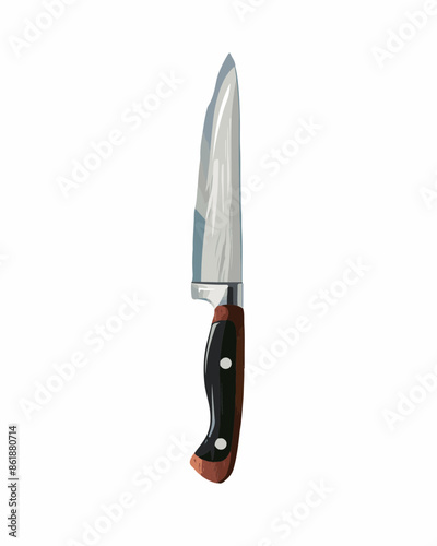 Sterling silver kitchen knife. Weapon vector isolated on a white background.