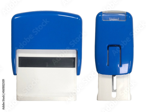 Foto Rubber stamper  machine on isolated background