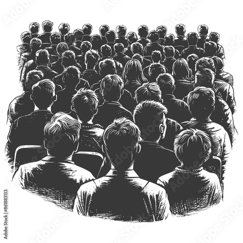 Crowd of Onlookers: Pen and Ink Style Auditorium Audience.