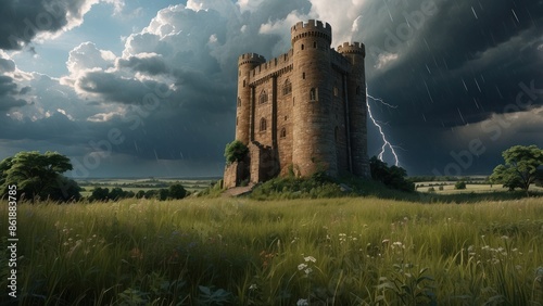 Beautiful summer wallpaper cereals, castle and storm