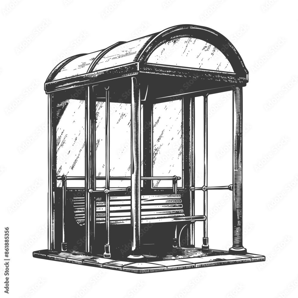 bus stop with engraving style black color only bus stop with engraving style black color only