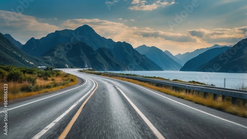 Beautiful wallpaper road high speed sea and mountains