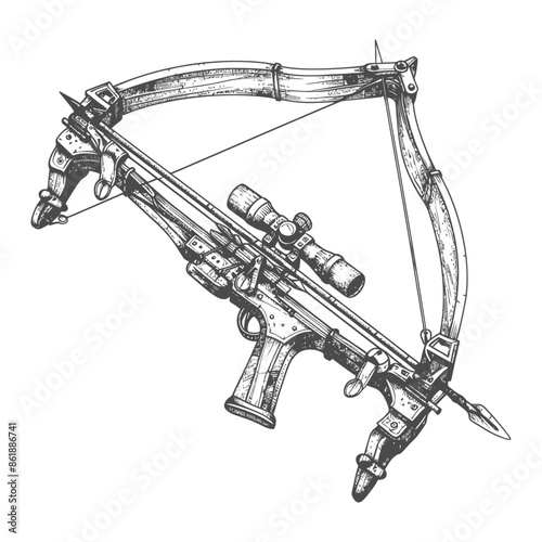 crossbow with engraving style black color only