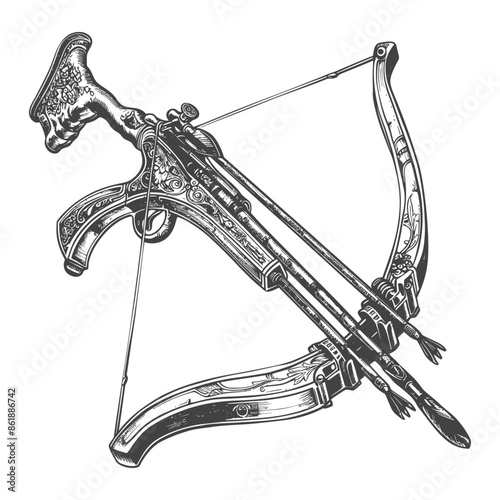 crossbow with engraving style black color only