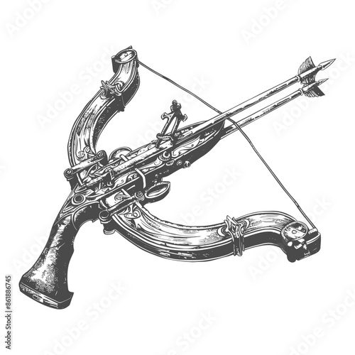 crossbow with engraving style black color only