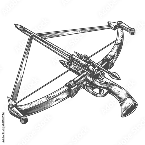 crossbow with engraving style black color only