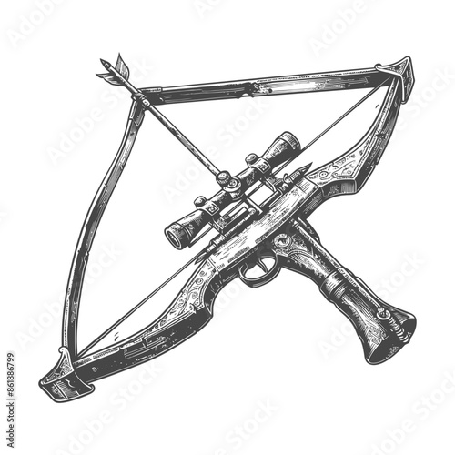 crossbow with engraving style black color only