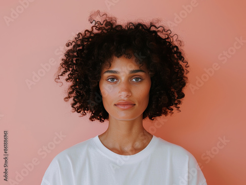 Beautiful transgender afro american woman posing in studio