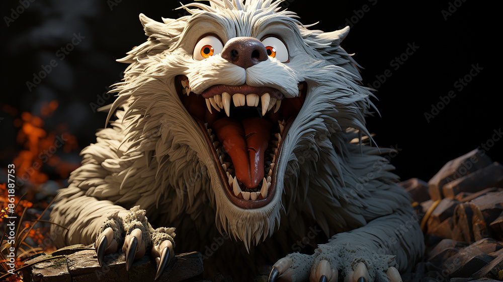 3d cartoon wolf character photo. generative ai 3d cartoon wolf character photo. generative ai