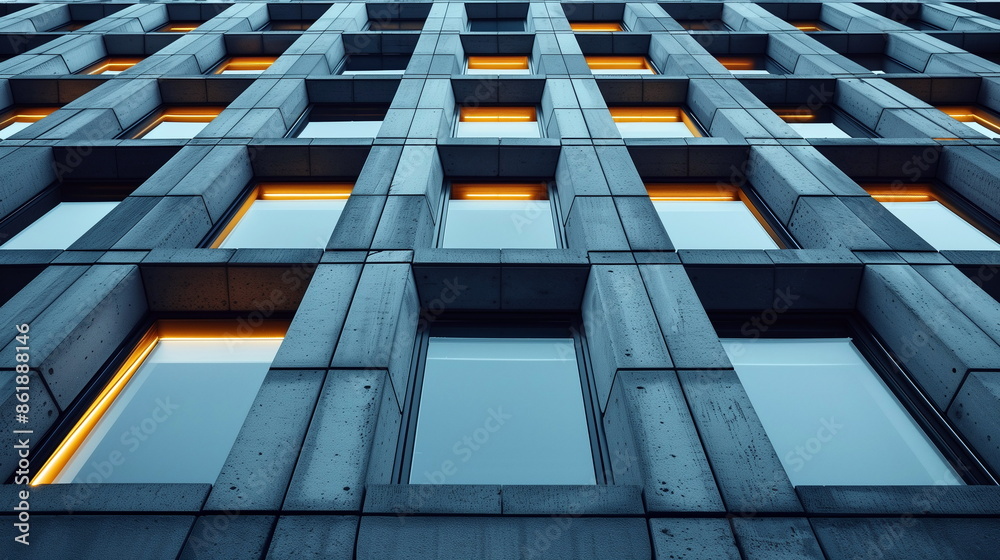 A modernist building with repeating patterns A modernist building with repeating patterns