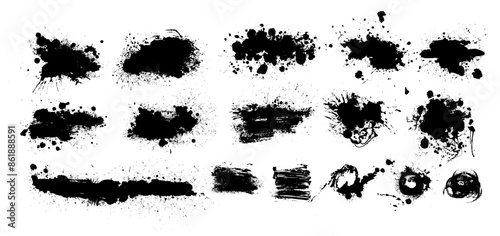 Black brush stroke set isolated on background. Paint brush stroke hand drawing. Not AI. Trendy brush stroke, vector illustration