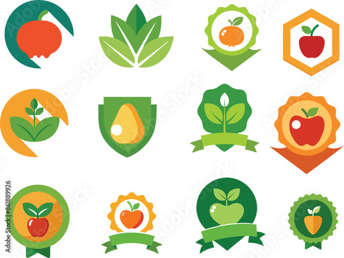  set of Flat organic fruit label