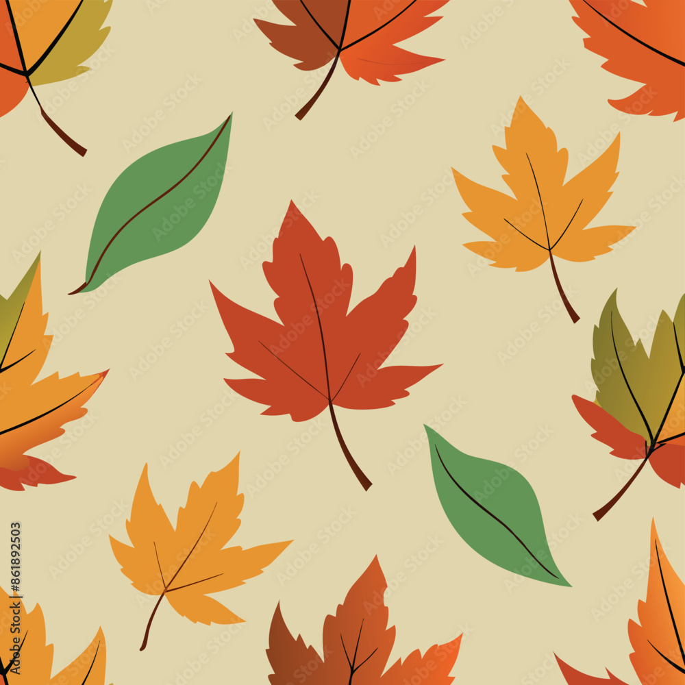 Naklejka premium Seamless Pattern of Autumn Leaves Background