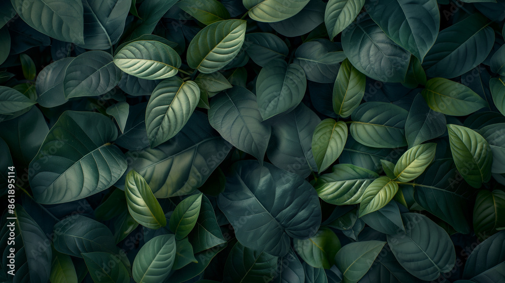 Fototapeta premium Green and colored tropical leaves on bright colorful background