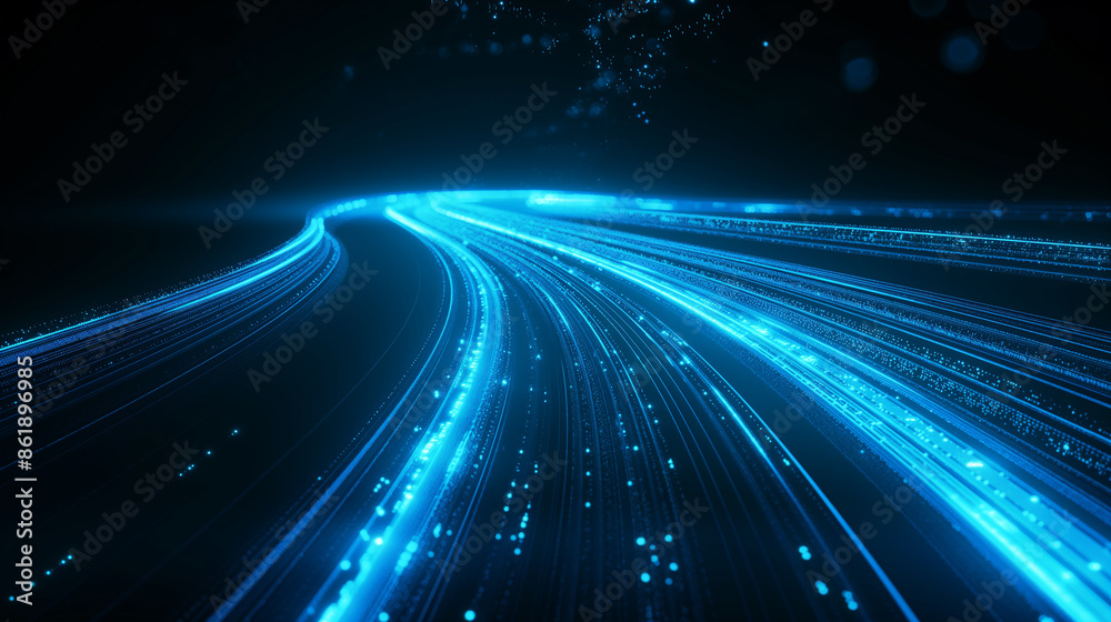Neon cyber glow with vibrant blue light lines creating a luminous trail of futuristic technology energy Neon cyber glow with vibrant blue light lines creating a luminous trail of futuristic technology energy