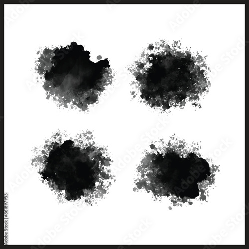 Black Sillhouette Splashes, Insk Splash, Water Splash, and Grunge Brush Art, Splash art Vector Illustration