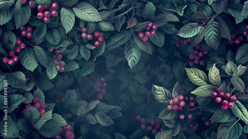 A close up of a bush with many red berries A close up of a bush with many red berries